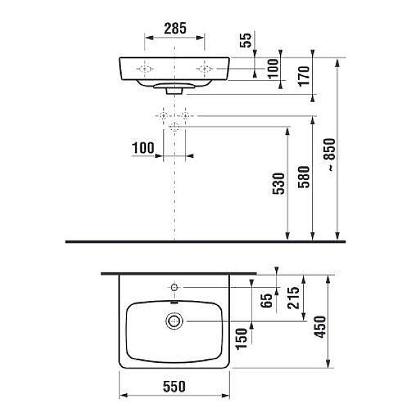 COUNTERTOP WASHBAS LYRA PLUS-55 WHTE