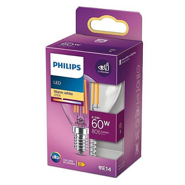 LED SPULDZE PHILIPS 60W E14 WW P45 CL ND