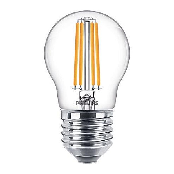 LED lemputė PHILIPS. P45. E27. 6.5 W. 806 lm. 2700 K