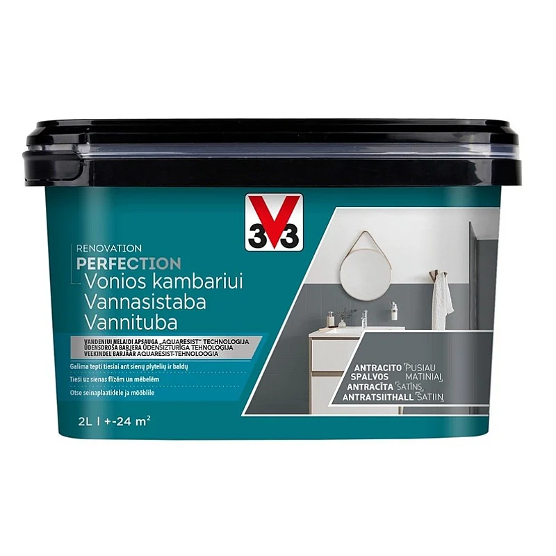 Emaliniai dažai V33 Perfection Bathroom. 2 l. antracito
