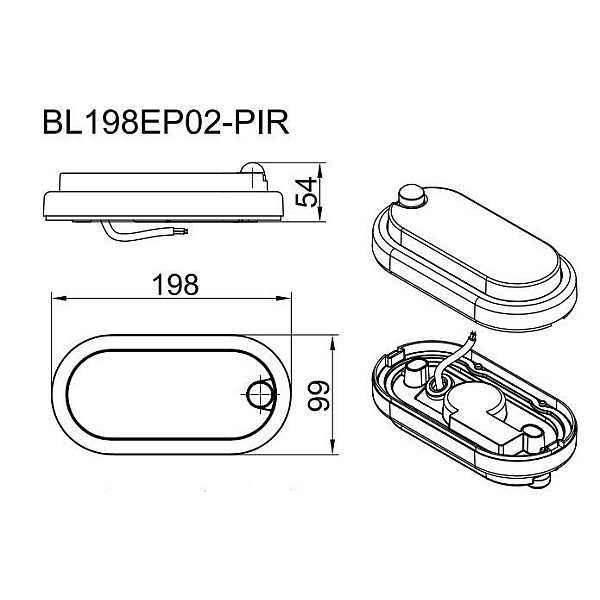 LAMP BL198EP02-PIR 7W LED IP54 BLACK