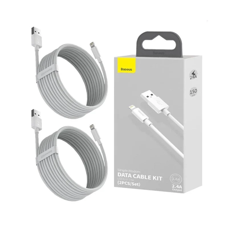 Adapteris BASEUS USB Type A M. Lightning M. 1.5m. balts Adapteris BASEUS USB Type A M. Lightning M. 1.5m. balts