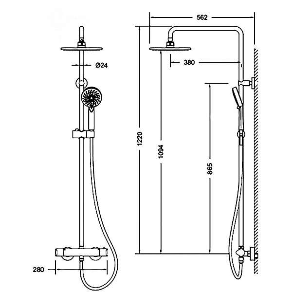 THERMO COLUMN WITH SQUARE SHOWER HEADS