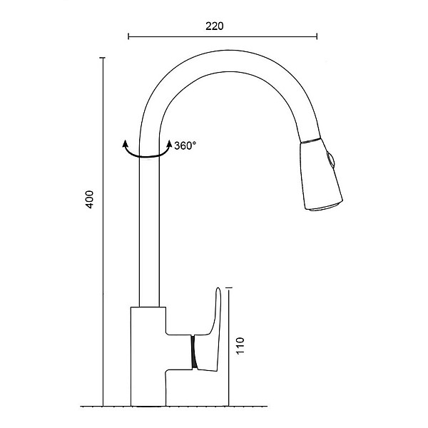 KITCHEN MIXER WITH PULL OUT IN NICKEL