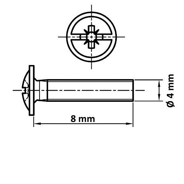 HANDLE BOLT 4X8 MM. ZN. 20 PCS