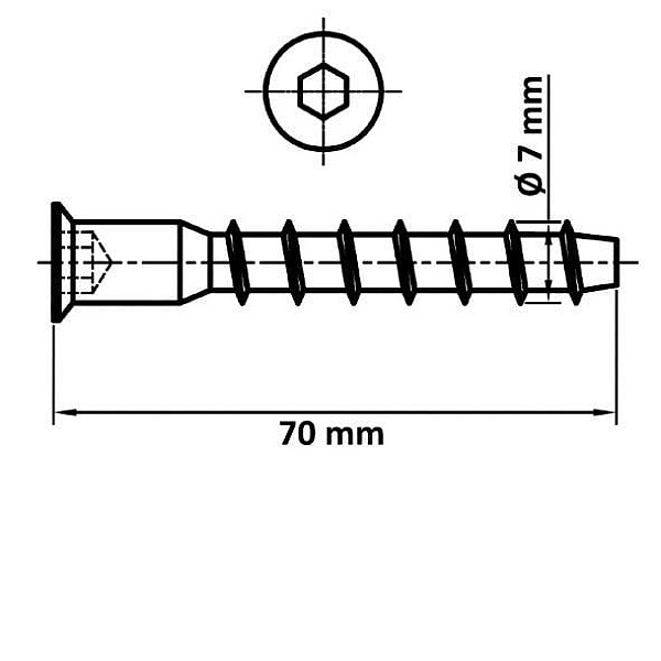 Konformātskrūve Haushalt. 7x70 mm. pelēka. 20 gab.