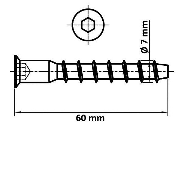 Konformātskrūve Haushalt. 7x60 mm. pelēka. 20 gab.