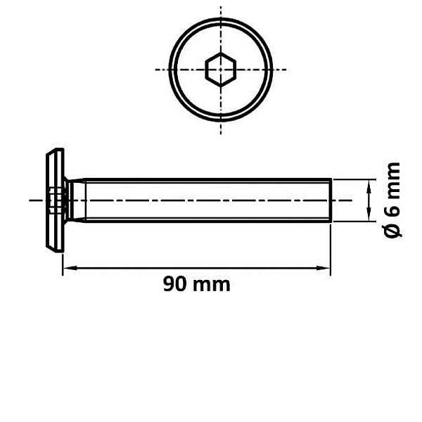 FURNITURE BOLT M6X90 YELLOW. 20 PCS