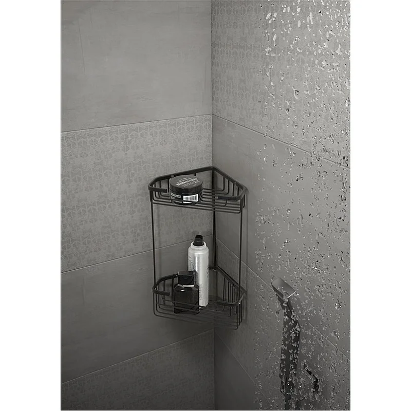 Dušo lentynėlė GEDY 248214. 151×325×200 mm. juoda Dušo lentynėlė GEDY 248214. 151×325×200 mm. juoda