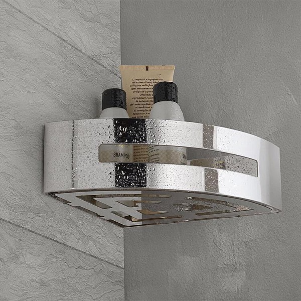 POSEIDON SHOWER CADDY CORNER CHROME/BLK