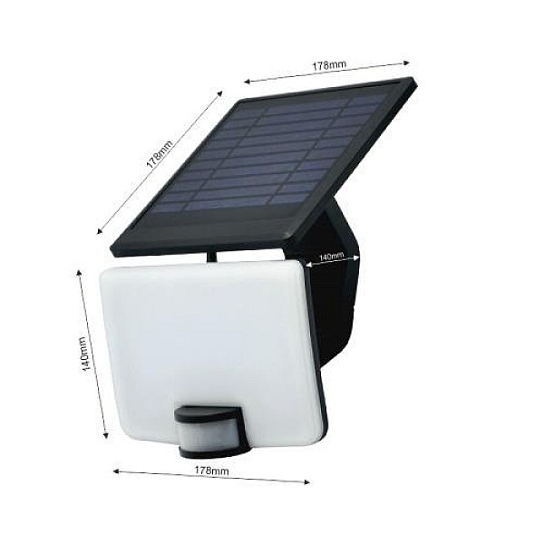 FLOODLIGHT SOLAR 10W 1200LM 4000K BLACK