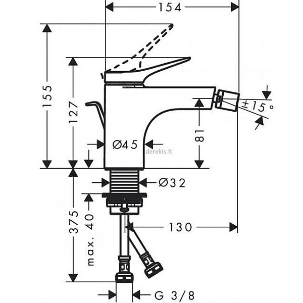 Bidē jaucējkrāns Hansgrohe Vivenis 75200000. hroma