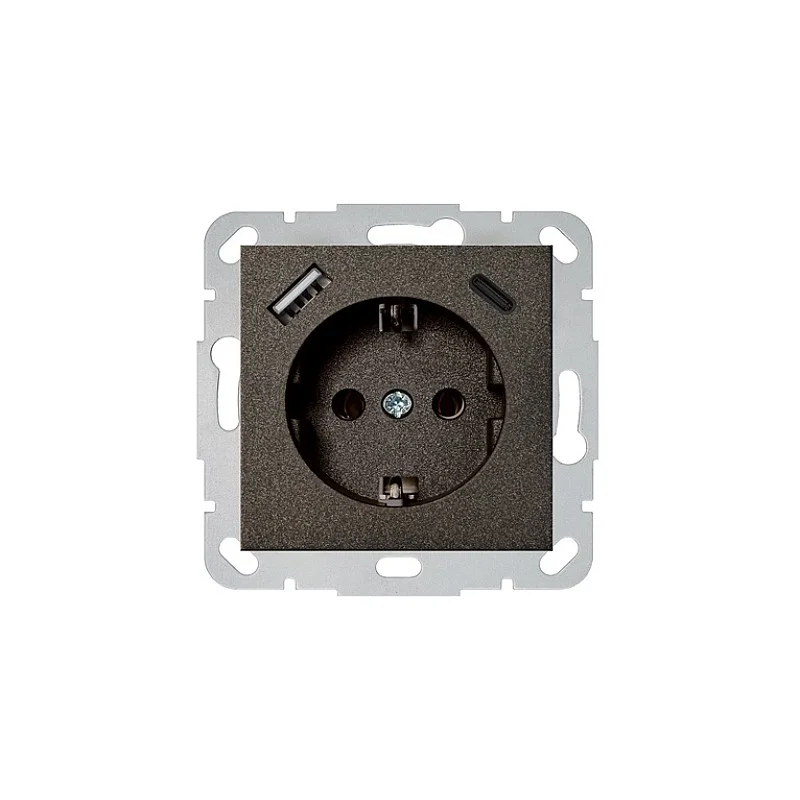 Kištukinis lizdas. USB A+C kroviklis Liregus Epsilon.juoda