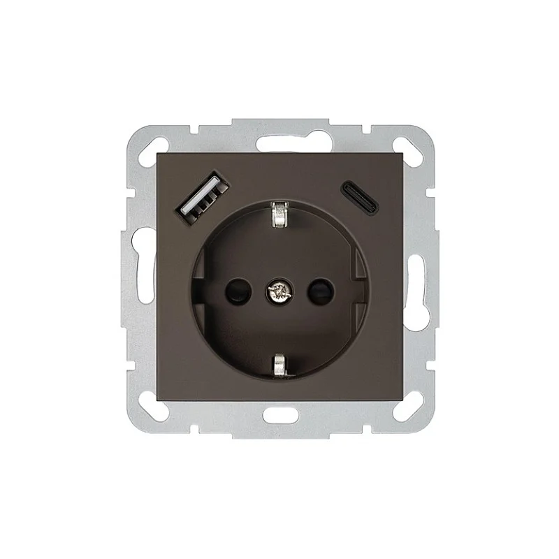 Kištukinis lizdas.USB A+C kroviklis Liregus Retro. ruda