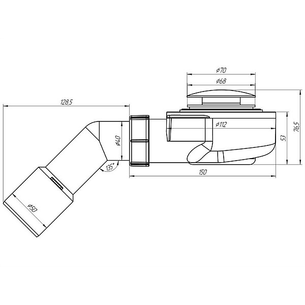 SIPHON FOR SHOWER TRAY 50MM CLICK-CLACK