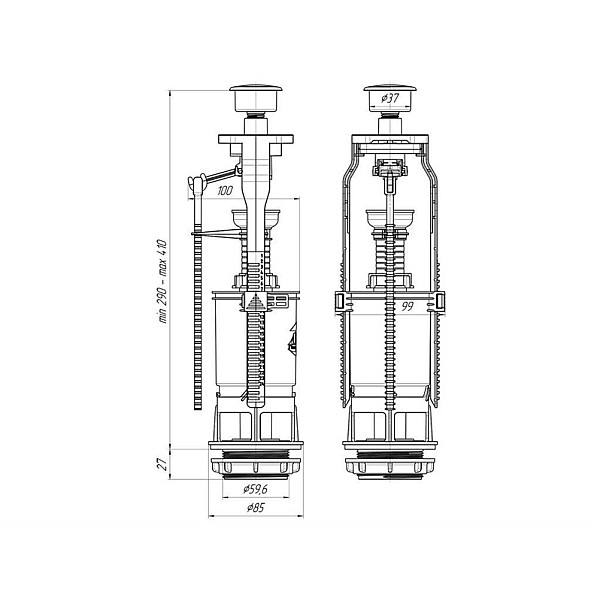 LOWER MECHANISM METALLIC BUTTON