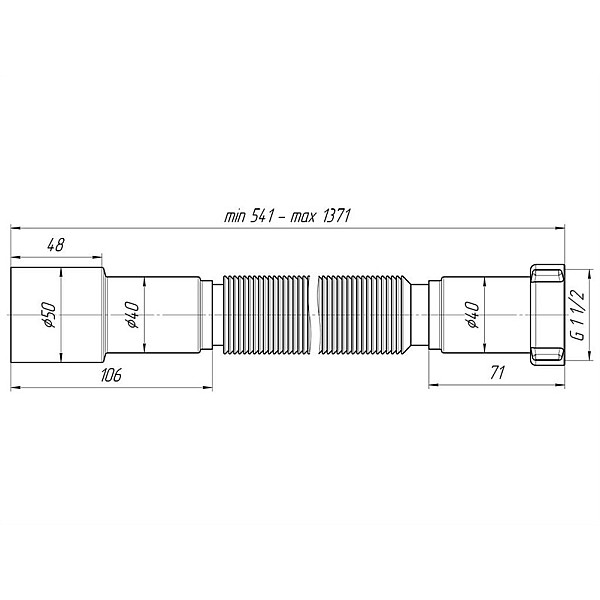 FLEXIBLE HOSE 1 1/2X40/50 EXTENDED