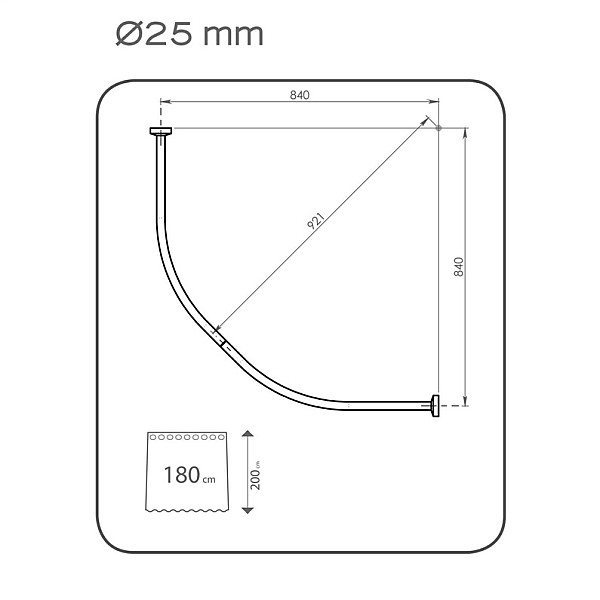 SEMI-CIRCULAR SHOW RAIL 80X80 TSEM800131