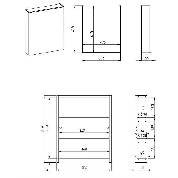 SKAP.AR SPOG.BASIC 50CM AR VIENĀM DURVĪM