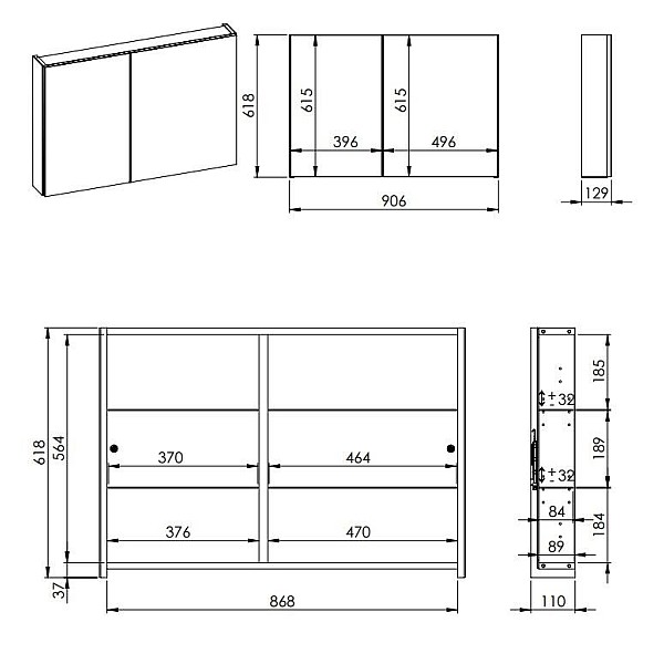 MIRROR CABINET BASIC 90 2D