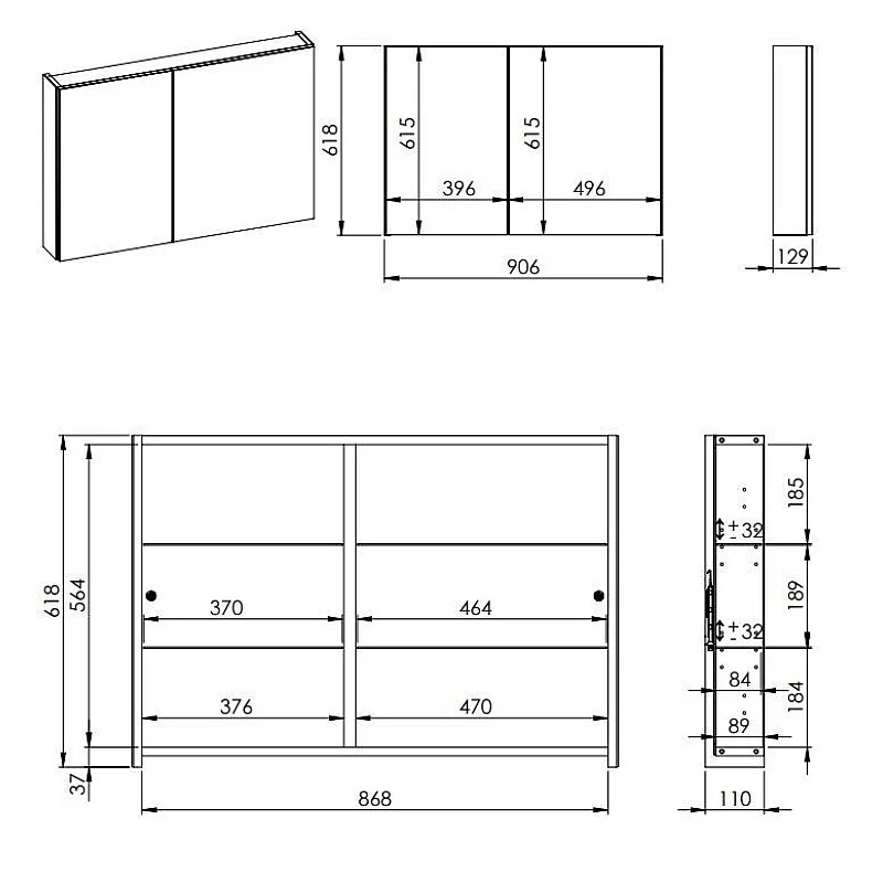 MIRROR CABINET BASIC 90 2D MIRROR CABINET BASIC 90 2D