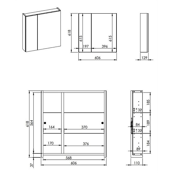 PIEK.SKAP. AR SPOG. 2 DURVĪM BASIC 60 CM