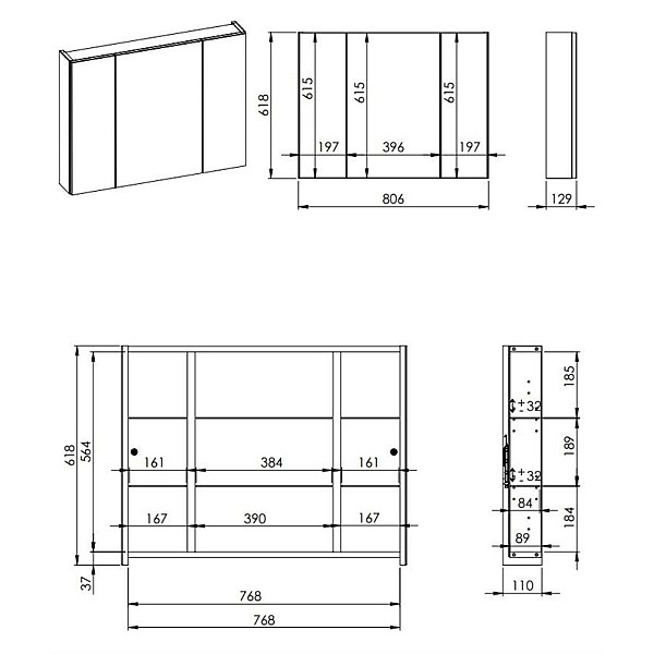 MIRROR CABINET BASIC 80 3D