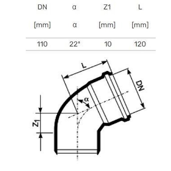 ELBOW INTERNAL D110/22.5