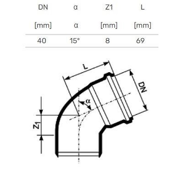 ELBOW INTERNAL D40/15 WHITE