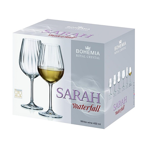 Vyno taurės BOHEMIA ROYAL CRYSTAL SARAH. 400 ml. 6 vnt.