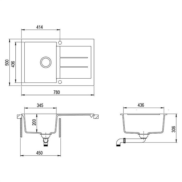 Virtuves izlietne Aquasanita Tesa SQT101-601AW 78x50x20 cm