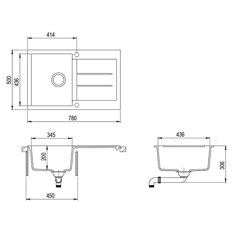 Virtuves izlietne Aquasanita Tesa SQT101-202AW. 78x50x20 cm Virtuves izlietne Aquasanita Tesa SQT101-202AW. 78x50x20 cm