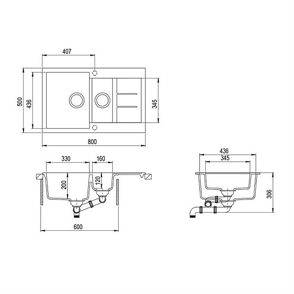 SINK TESA SQT151-601AW BLACK