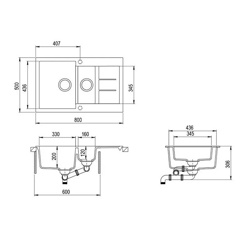 HELIKA Sink Tesa SQT151-601AW 80x50