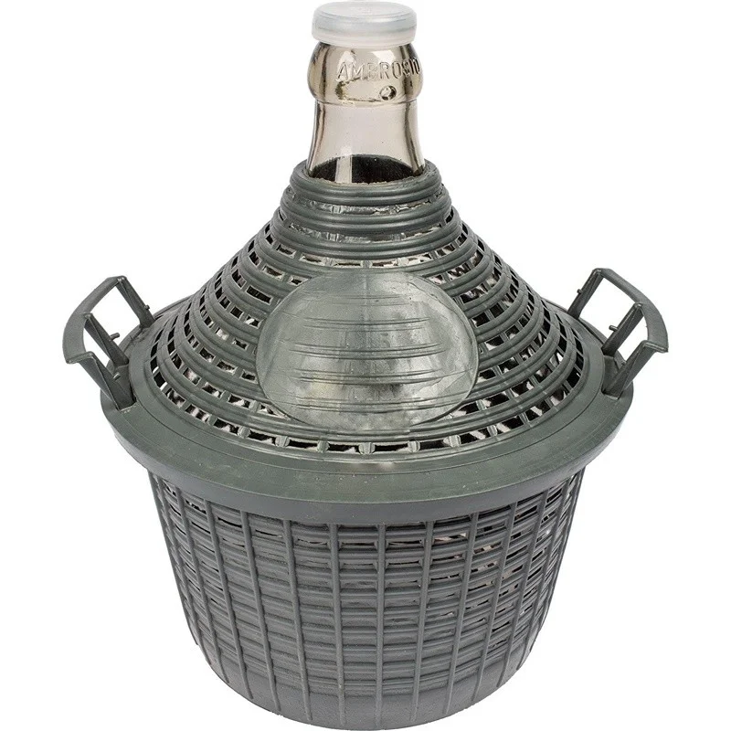 DEMIJOHN FOR WINE IN PLASTIC BASKET 5 L