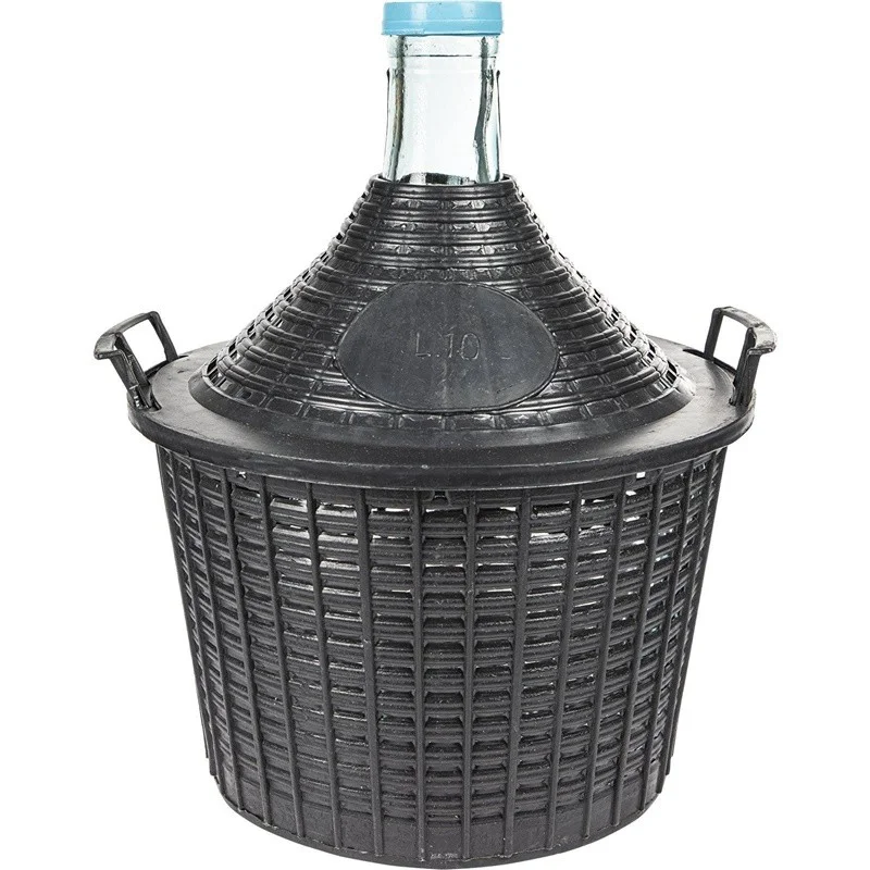 DEMIJOHN FOR WINE IN PLASTIC BASKET 10L