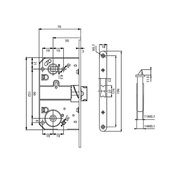 MORTISE LOCK SIBA 10590/P SN