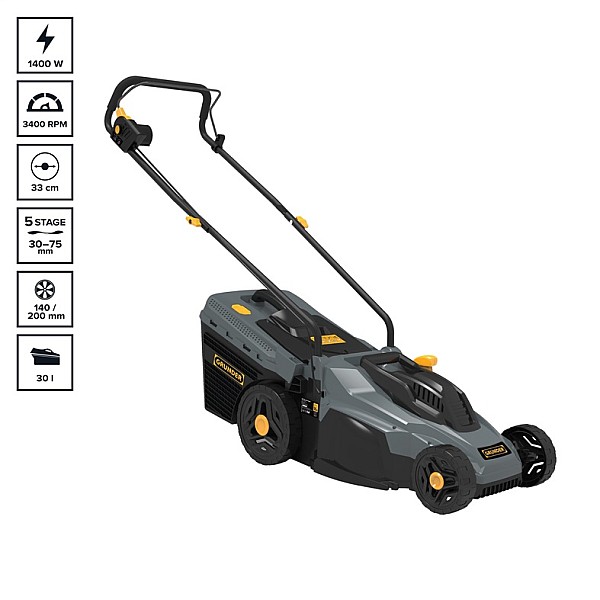 LAWN MOVER CORDED 1400W 33CM GRUNDER