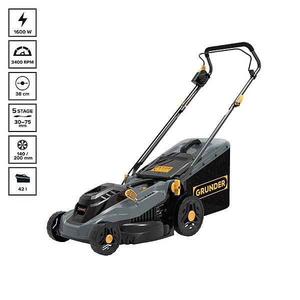 LAWN MOVER CORDED 1600W 38CM GRUNDER