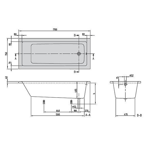 Vanna Villeroy & Boch Targa UBA171NES2V-01. 1700x750