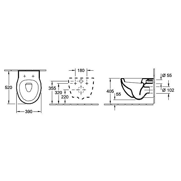 Piekaramais tualetes pods Villeroy & Boch Tube 56351001