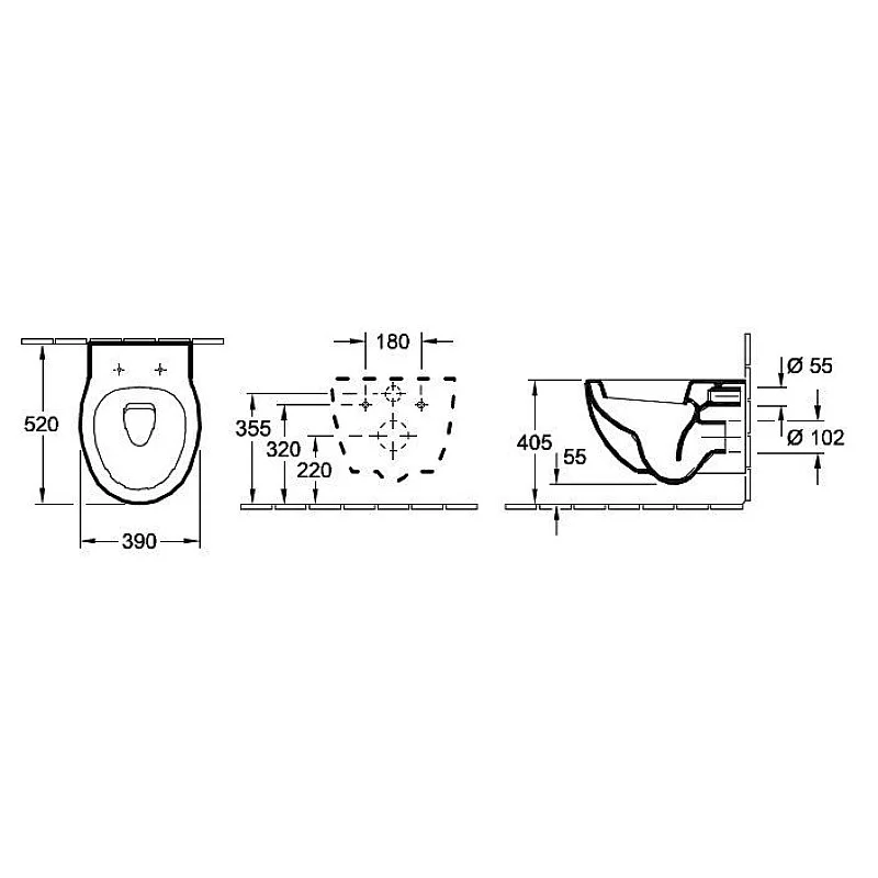 Piekaramais tualetes pods Villeroy & Boch Tube 56351001
