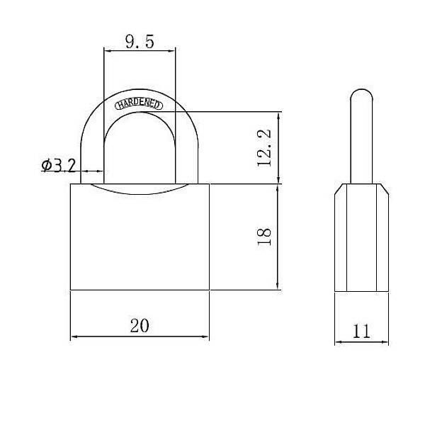 PADLOCK 20MM HG320 (12/240) GREY