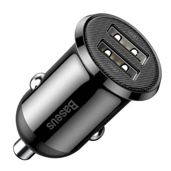 BASEUS CAR CHARGER DUAL USB 4.8A BLACK