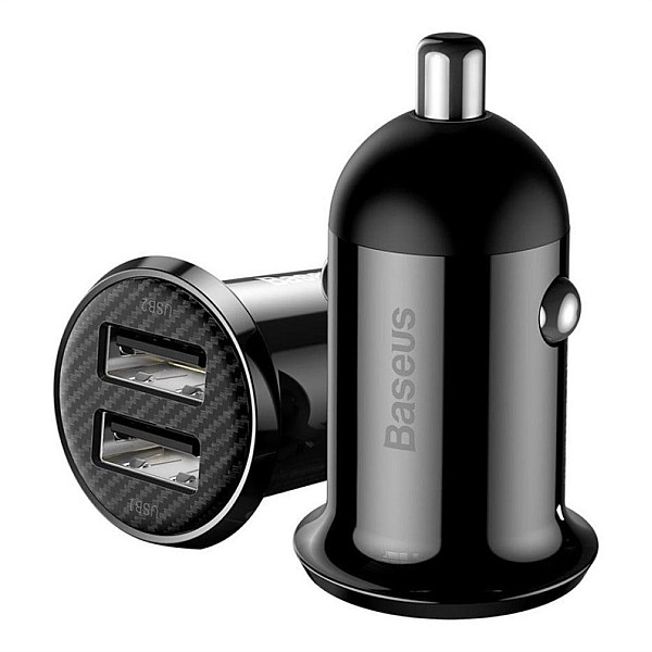 BASEUS CAR CHARGER DUAL USB 4.8A BLACK