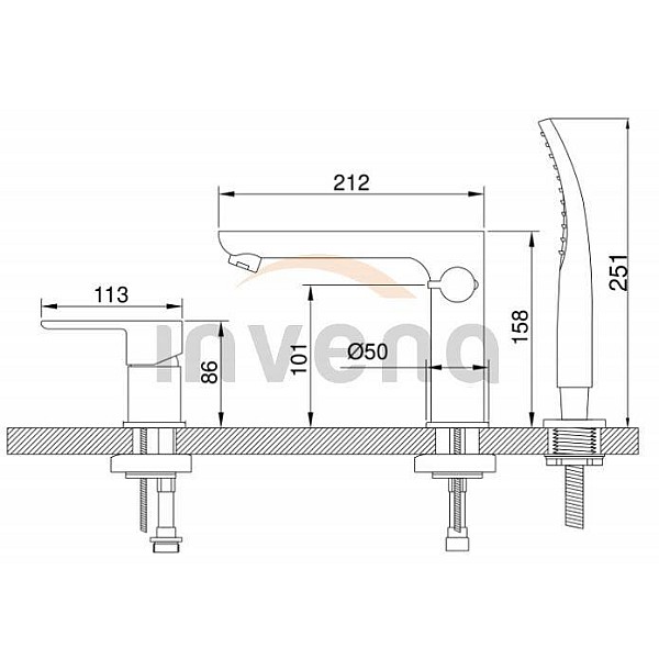 Vannas jaucējkrāns Invena Siros BW-90-S01-A. hroma