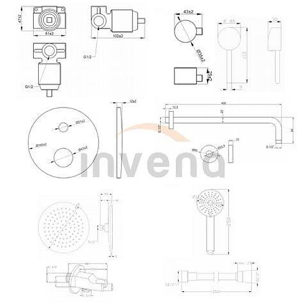 IN-WALL SET 2-FUNC TAP DAFNI ROUND NO.14