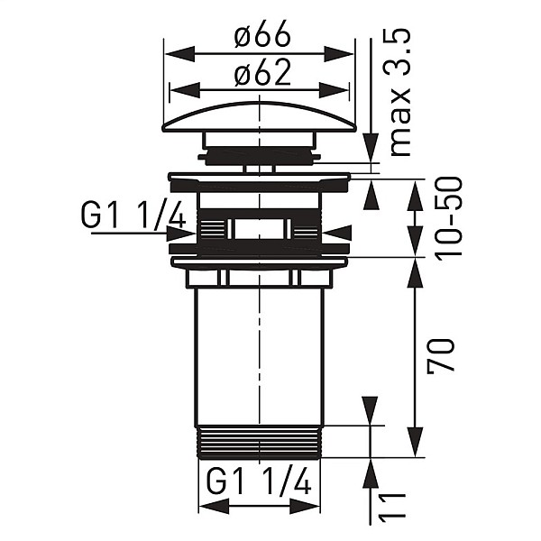 BOTTOM VALVE CLICK-CLACK S285G GOLDEN