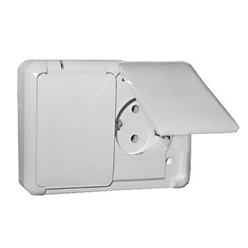 Dvivietis kištukinis lizdas LIREGUS HERMI. IP44. baltos sp. Dvivietis kištukinis lizdas LIREGUS HERMI. IP44. baltos sp.