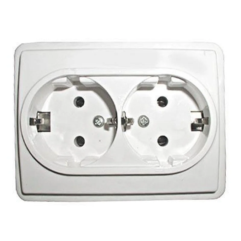 Dvivietis kištukinis lizdas Vilma ST150. su įž. baltos sp. Dvivietis kištukinis lizdas Vilma ST150. su įž. baltos sp.